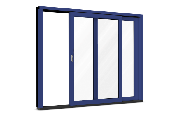 Baie vitrée aluminium bleu