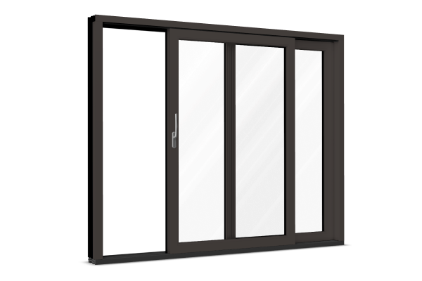 Baie vitrée aluminium brun gris