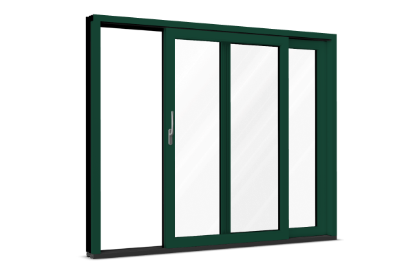 Baie vitrée aluminium vert mousse