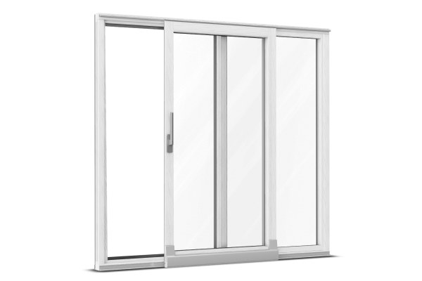 Baies vitrées coulissante à translation bois-alu blanc