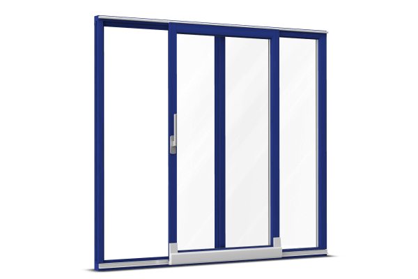 Baies vitrées coulissante à translation bois bleu 