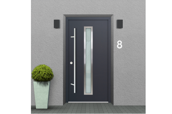 Portes d’entrée en aluminium gris anthracite structuré