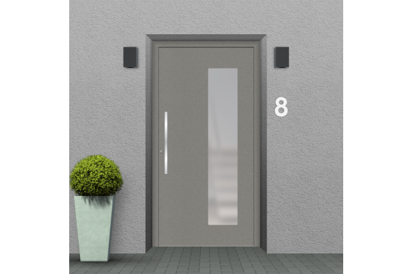 Portes d’entrée en aluminium gris aluminium structuré