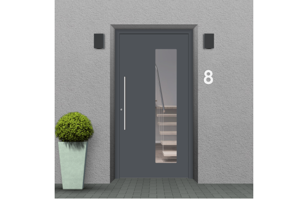 Portes d’entrée en aluminium gris ardoise