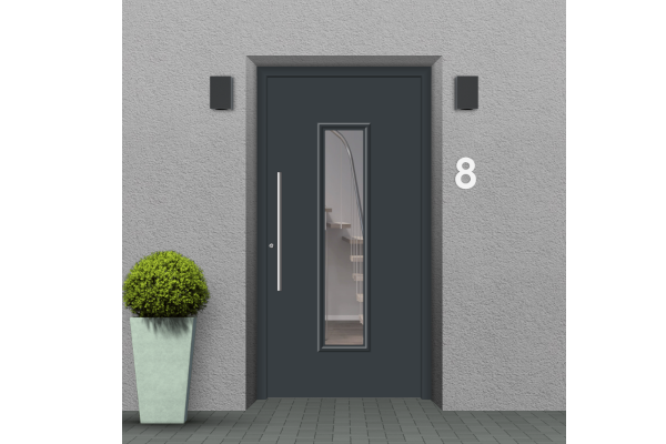 Portes d'entrée bois gris anthracite