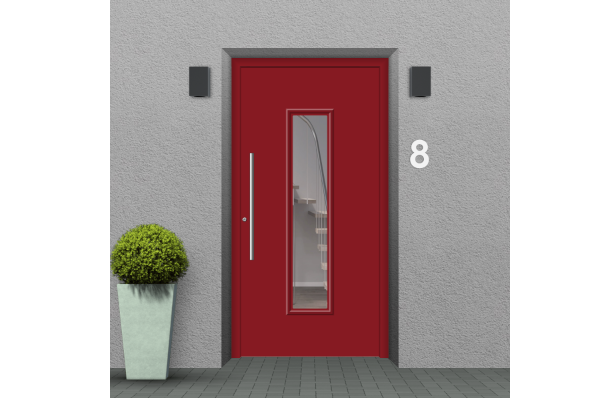 Portes d'entrée bois rouge rubis