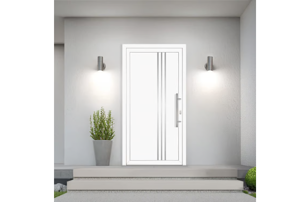 Porte d’entrée en PVC blanc
