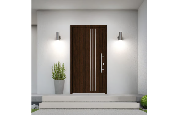 Porte d’entrée en PVC chêne des marais