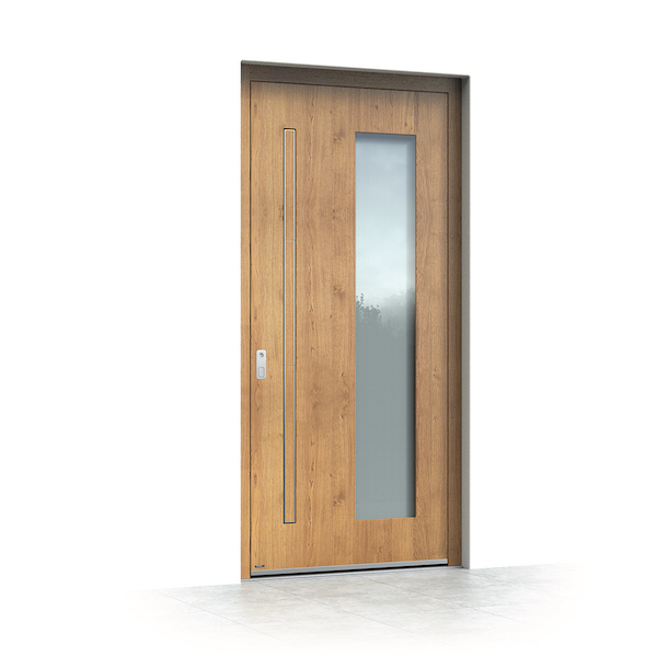 Porte d'entrée aluminium à l'aspect bois